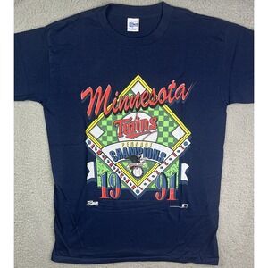 VTG 1991 Minnesota Twins Mens Sz L Pennant Champions Salem Sportswear‎ T Shirt